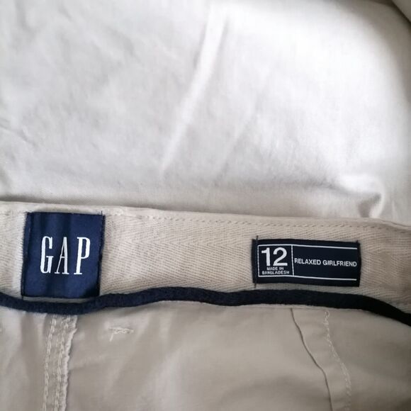 Gap Womens Beige High Rise Flat Front Relaxed Fit Girlfriend Chico Pant Size 12 - Picture 5 of 7